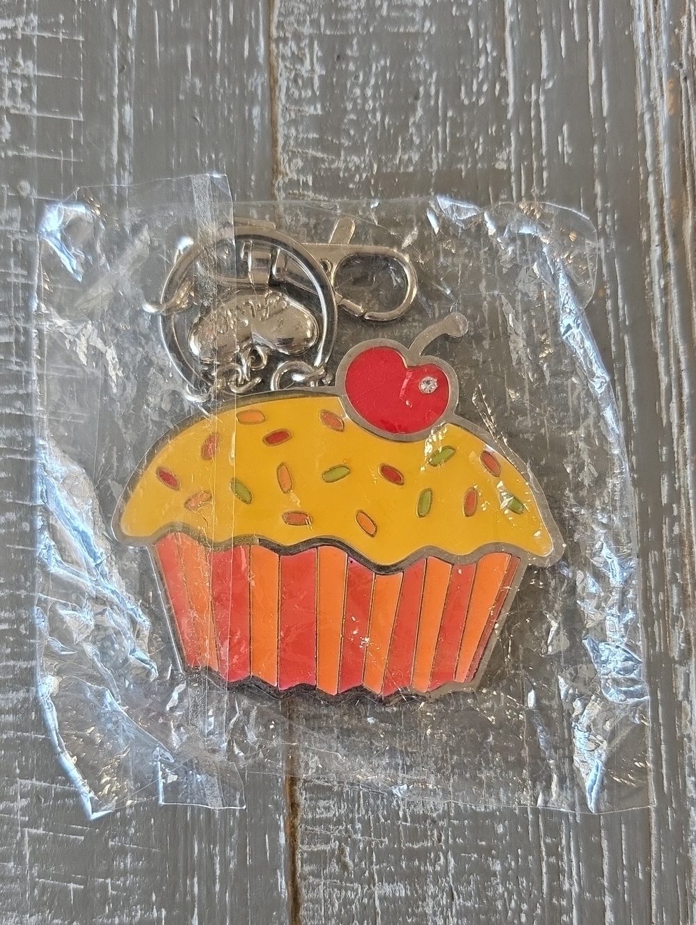 Cherry Frosted Cupcake Keychain, Fluff / Acme, Retro Claudette Barjoud Design